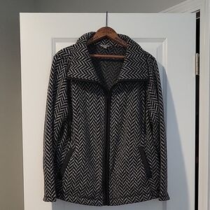 Talbots Black and White Herringbone Lightweight Jacket J